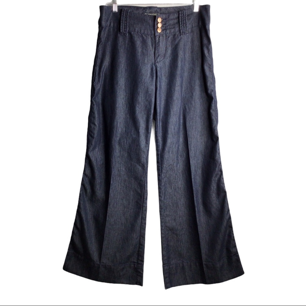 Seven7 Chambray Button Fly Bell Bottoms Flare Lightweight Jeans